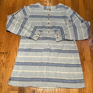 Duluth Trading Co blue/white stripe linen tunic top size small/medium